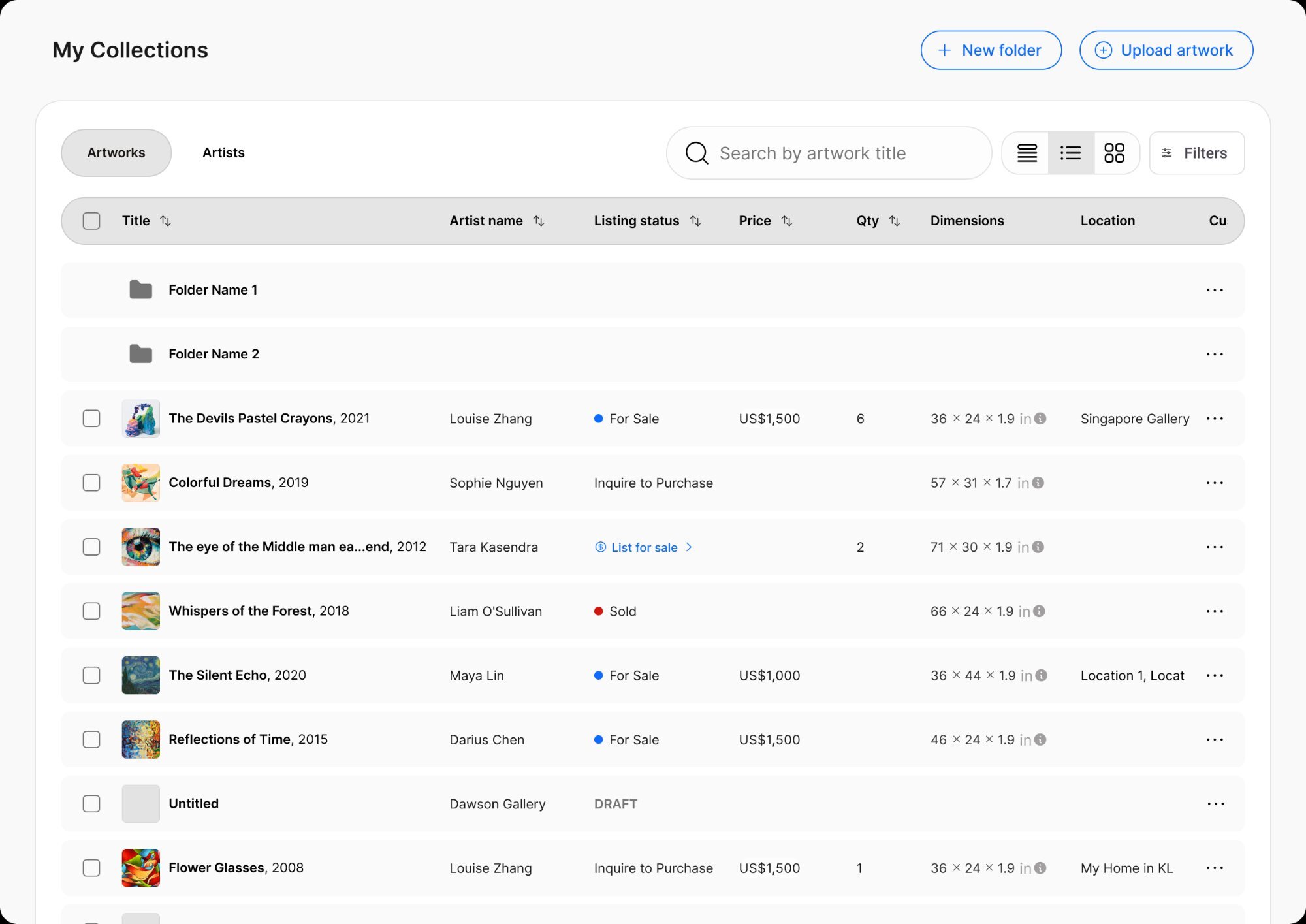 My Collections dashboard